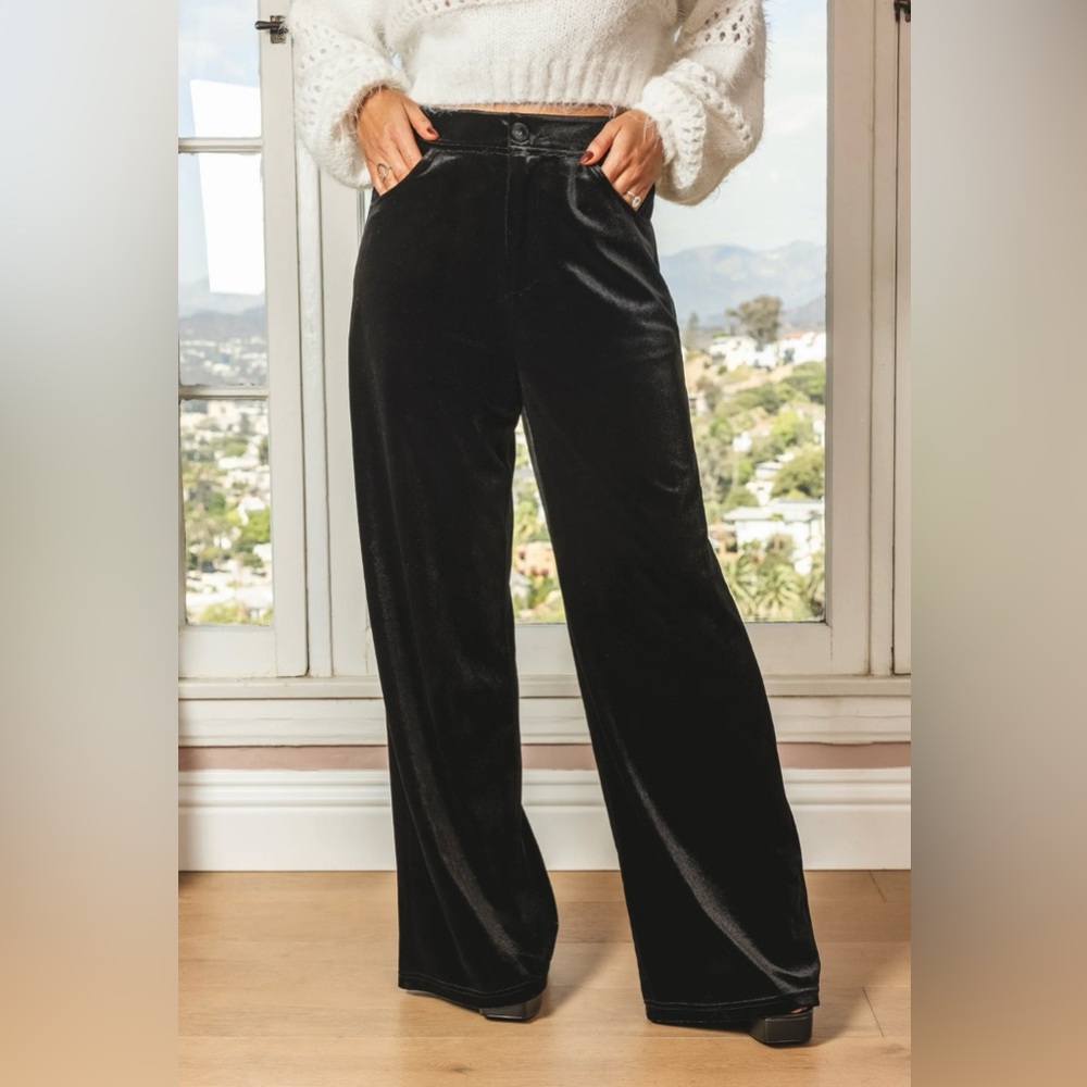 Cupshe x JoJo Midnight Black Wide Leg Trousers - Small